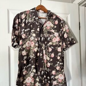 7 Diamonds Black Floral Casual Shirt